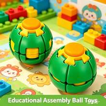 1pc/2pcs/5pcs Random Color Splicing Rotating Fidget Ball, ABS Press Rotating Interlocking Ball, Fun Stress Relief Handheld Toy, Portable Desktop Gadget, Suitable For Adults And Teens 14+, Office, Home And Travel Use - Multicolor - View 8