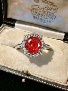 Octagonal Millennium Rose Cut High Carbon Zirconia White Gold Plated Adjustable Women's Ring, Fashionable & Exquisite - Platinum - View 1