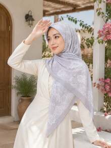 1 Buah Hijab Persegi Wanita 110cm Motif Bunga dan Renda, Hijab Persegi Modis dan Serbaguna, Mudah Dipakai, Cocok untuk Semua Musim - MultiWarna - View 1