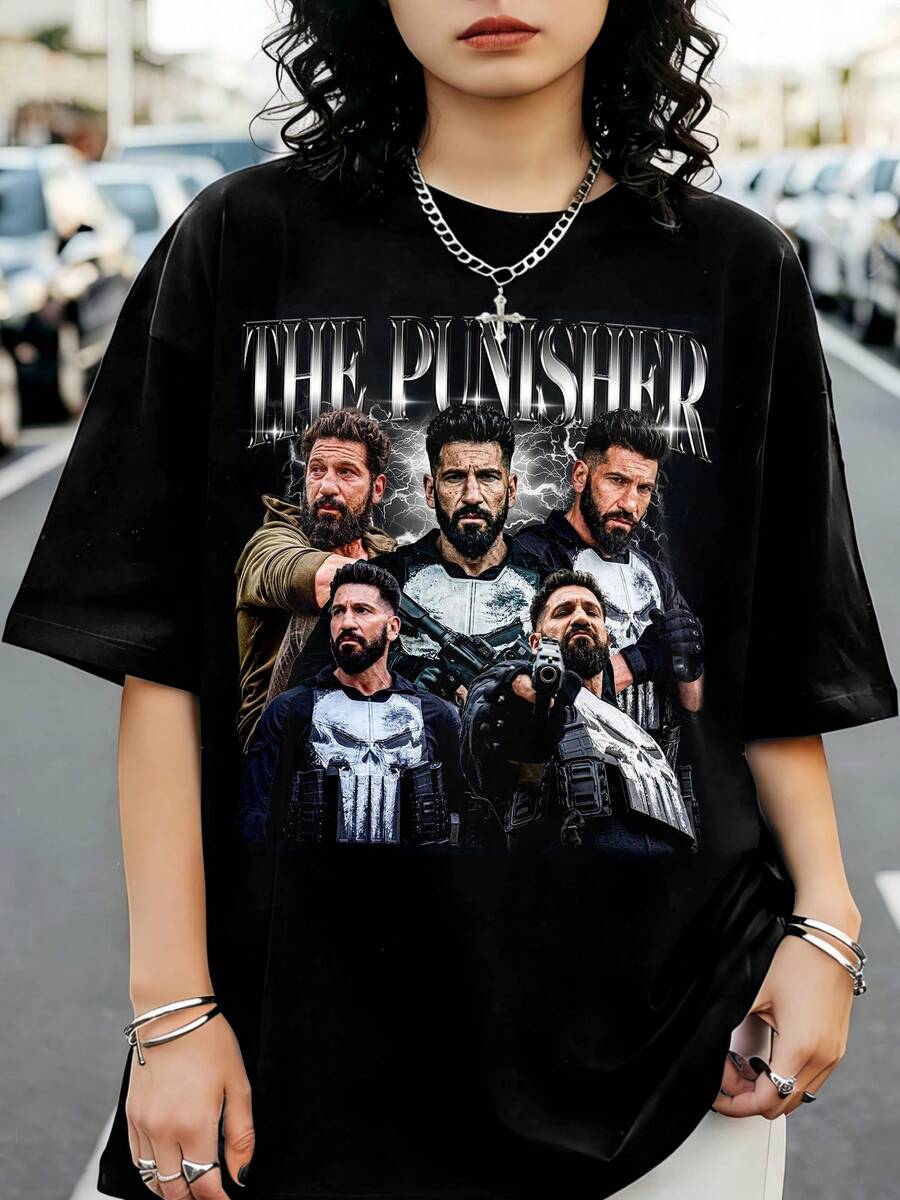 The Punisher One Last Kill T Shirt, Frank Castle Tee, Super Heroes - 黑色 - 查看 1