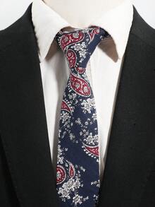 1PC Men's Fashion Paisley Pattern Hand-Tied Necktie, Suitable For Daily Wear, Outings, Parties, Weddings And Gatherings - Navy Blue - View 2