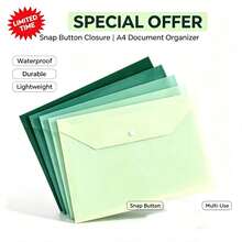 10pcs A4 Size Folders, Soft Tone, Thick Large Capacity Plastic Snap Button File Bags, Document Bags, Test Paper Storage Bags, Transparent File Organizer Bags,Back To School - Multicolor - View 7