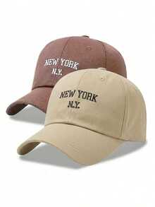 2pcs Embroidered Unisex Baseball Cap, Suitable For Fishing, Parties, Golf, Country Birthday, Vintage, Khaki + Coffee Color - Multicolor 1 - View 12