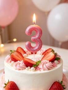 New Pink Decoration Powder 0-9 Numbers Birthday Anniversary Party Cake Decoration Candle,Christmas - Pink - View 2