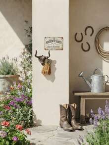 1pc Cast Iron Bull Head Wall Hook, 4.92 Inch Handmade Heavy Duty Rustic Western Style Hook, Bronze Finish, Suitable For Coats, Keys, Leashes, Towels, Hats, Bags, Vintage Barn Farmhouse Year-Round Decor, Indoor/Outdoor Living Room, Bedroom, Kitchen, Housewarming Gift - Rust - View 4