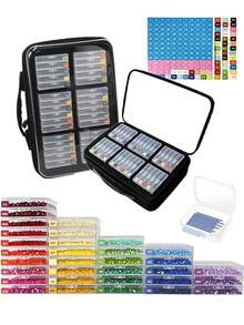 New Transparent Large-Capacity Storage Bag For Diamond Painting, 2-In-1 Diamond Painting Tray And Storage Set, 64 | Point-Holding Beads Alignment Trays, Including Numbered Stickers. - A - View 1