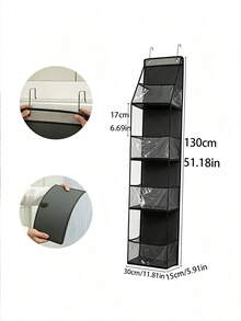 Bathroom Door Hanging Storage Bag, Multi-Purpose Door Back Organizer, Compartment Storage, Foldable Home Storage Bag, Wall-Mounted Multi-Layer Transparent Visible Storage Bag - Multicolor - View 18
