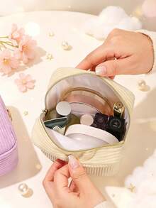 Corduroy Sanitary Napkin Storage Bag, Multifunctional Portable Large Capacity Organizer, Cosmetic & Coin Pouch, Cute Travel Accessory, Suitable For Girls And Women - Multicolor - View 7