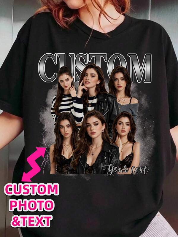 Custom 90s Vintage Rap T-Shirt, Personalized Gift, Customized Photo And Text For Birthday Party And Other Occasions, Vintage Non-Authentic Style