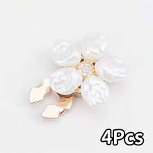1Pc/2/3/4Pcs Petal Alloy Detachable Button Cover, 3cm/1.18in Elegant Cuff Collar Decoration Button, Women's Shirt Set, Elegant No-Sew Button Cover Set - Multicolor - View 9