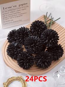 1/4/8/16/24 pièces Boule de chrysanthème artificielle, pissenlit, bouquet mixte d'hortensias, décoration de bouquet de mariée, convient pour la maison, le bureau, le café, la fête, la décoration de mariage, la Saint-Valentin, l'anniversaire, la remise des diplômes, la décoration d'automne - Noir - Voir 9
