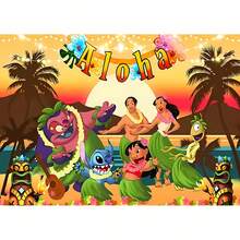DOBBLE Lilo & Stitch 1pc 210x150cm Birthday Party Backdrop, Hawaiian Tropical Photography Background Banner For Photo Booth, Cake Table, Wall Decor And Party Supplies - View 13