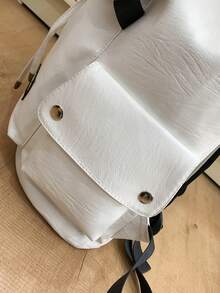 peach tree Mochila versátil de gran capacidad de PU con diseño de árbol de durazno - Blanco - Ver 6