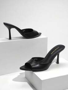 Women Heeled Sandals - Black - PU - View 2