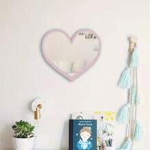 1pc Acrylic Mirror Wall Sticker Self-Adhesive Wall Surface Acrylic Creative Cartoon Cute Heart-Shaped Patch Adhesive Bathroom Mirror Creative Mirror Wall Sticker - A - View 1