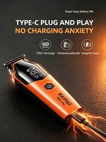 Kemei KM-1745 Men's Hair Clipper, LED Display, Wireless Hair Trimmer, 7200 RPM Constant Speed Motor, USB Rechargeable Men's Shaver, 120 Minutes Battery Life, Precision Blades, Suitable For Barbershop And Home Use - Multicolor - View 5