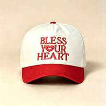 1pc BLESS YOUR HEART Letter Heart Embroidered Baseball Cap Leopard Print/Solid Brim Adjustable Casual Sun Hat Women Outdoor Cap - Multicolor - View 7