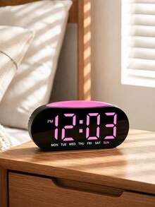 LED Digital Alarm Clock With Week Display, Dimmable Pink Large Screen Desk Clock, Dual Alarm Snooze Function Bedroom Table Clock For Home Decor, Support 12/24H Time Format - multicolor - View 1