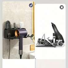 1pc No-Drill Hair Dryer Holder - Strong Adhesive Wall-Mounted Bracket, Hands-Free Bathroom Vanity Storage Rack, Space-Saving Hair Styling Tool Organizer - Multicolor 1 - View 4