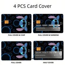 4pcs Disney Stitch Bubble Pattern Credit Card Stickers, Waterproof Removable PVC Debit Card Protective Film, Bank Card IC Card Decorative Stickers - One Size - View 5