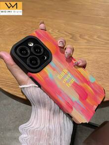 1件裝標語字母復古圖案人造皮革紋理3D軟質防摔手機殼，相容與 - 彩色 - 查看 5