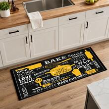 1pc Black Background Yellow & White Kitchen Utensil Letter Pattern Dish Drying Mat, Vintage American Kitchen Style, Absorbent Fabric, Rectangular Edged Design, Water-Absorbent Stain-Resistant Heat-Insulating Countertop Protection, Suitable For Kitchen Sink, Coffee Machine, Dish Drying, Baking Countertop, Daily Home Decor, All Seasons - Multicolor - View 9