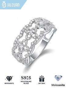 1pc Charming Women's 925 Sterling Silver Moissanite Ring, Suitable For Wedding, Proposal, Anniversary Celebration And Valentine's Day Gift - Silver - View 4