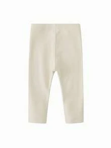 mini bala New Autumn Young Girl Stretchy Leggings Far‑Infrared Heating Skin‑Friendly Fleece Slim Fit Daily Bottom - Light Khaki - View 5
