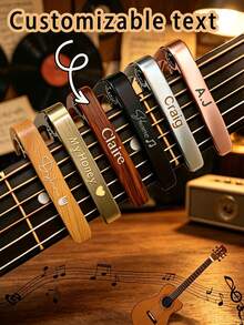 Customizable Engraved Guitar Capo, Universal Tuning Clip For Acoustic And Electric Guitars, Wooden Texture Professional Pitch Clamp, Supports Personalized Text Customization, Create Exclusive Guitar Accessories, Meaningful For Gifts Or Personal Use; Compatible With Acoustic And Electric Guitars, Meets Tuning Needs Of Different Guitar Types; Features Wooden Texture Design, Beautiful Appearance, Comfortable Grip, Enhances User Experience. - Multicolor - View 5