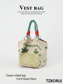 1pc Cartoon Fruit Large Capacity Lightweight Handbag, Suitable For Commuting, School, Travel, Portable And Easy To Match With Clothes, All Seasons - Multicolor - View 1