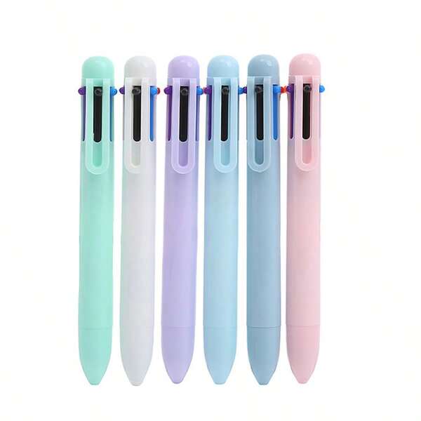 6pcs Macaron Morandi Clickable Neutral Pens 0.7mm Bullet Tip, Minimalist Student Office Study Water Pens Multi-Color Series, 6-In-1 Pen With 6 Different Color Inks, Click To Switch Colors Without Needing A Bunch Of Pens, Soft Macaron Matte Pen Shell, Fresh And Healing Color Palette, Light Blue, Dark Blue, Green, White, Pink, Purple Multi-Color Sets, Minimalist High-End Clickable Design