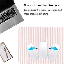 1pc INS Style Pink & White Striped Leather Mouse Pad, Cute Desktop Decor Mat, Thick Non-Slip Office & Gaming Keyboard Pad - View 5