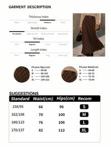 EARO Women's Plaid Print Vintage Casual Commuting Skirt Spring Brown - Brown - View 9