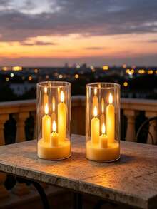 1PC 3pcs Flickering Short Taper Candles, 1pc Transparent Plastic LED Candle, Flameless Warm Light, Battery Operated (Batteries Not Included), Perfect For Weddings And Parties - Batteries Not Included - Multicolor - View 6
