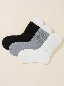 Autumn/Winter 4/6/12/18/30pcs Casual Socks, College Style Design, Comfortable, Suitable For Daily Wear/Back To School/Campus Outfit/Sports Gear/Classroom Scene/New Semester/School Season/Student Essential. Various Sock Styles, Random Color Matching, Meeting Different Style Needs. (1 Pair) - Black and White - View 3