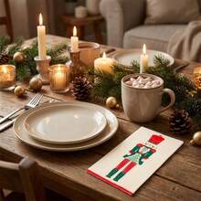 20/40/60pcs Pink & Brown Nutcracker Christmas Paper Napkins, 2-Ply Disposable Christmas Table Napkins, Suitable For Holiday Parties, Christmas Dinner Table Decor - Christmas - View 10