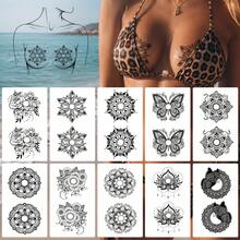 10pcs/Set Disposable Tattoo Stickers, Mandala Butterfly Sticker Set, Tassel Pattern, Women's Chest Stickers - Multicolor - View 7
