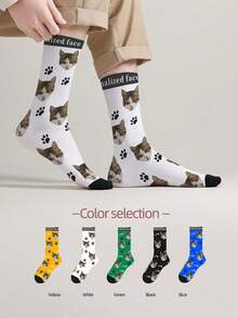 1 Pair Customized Face Socks, Custom Photo Socks, Custom Printed Socks, Personalized Funny Face Socks, Custom Image Socks, Can Print Any Face On Socks, Anniversary Gift - Multicolor - View 8