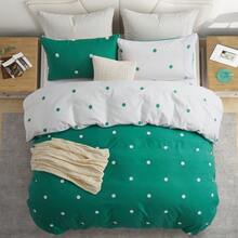 Soft Brushed Microfiber Duvet Bedding Set Wave Pattern For Household Bedroom - Green and White Dotted - View 4
