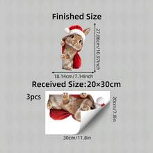 1/3/5pcs Christmas Rabbit Window Stickers, Cute Peeking Rabbit With Christmas Hat Static Cling Glass Decals, Reusable Double-Sided Glue-Free Vinyl Stickers, Holiday Home Window & Door Decor - Christmas Rabbit Window Sticker - View 9