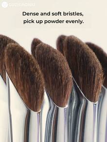 GUOXIAONIU Angled Nose Contour Brush Soft Animal Bristles Dense Powder Pickup Multi-Purpose Face Shading Brush For Beginners Sculpt 3D Nose - Silver - View 5