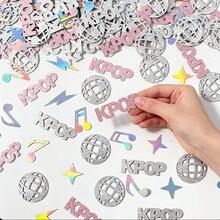 100pcs, Pink K-POP Music Theme Desktop Confetti, Rainbow Color Musical Notes, Silver Glitter Disco Ball, Silver Retro Disco Party Decoration Confetti, Suitable For Birthday, Music Festival, Bachelorette Party Decoration - Pink + Silver - View 1