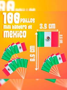 100 Palillos Cocteleros Bandera México Bocadillos Chef Snack, Palillos para Platillos, Anotjos Mexicanos GRUPO CARNAVALLIA - Verde - Ver 3