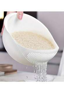 1pc Kitchen Multi-Function Rice Washing Strainer, Household Plastic Rice Sieve, Vegetable And Fruit Washing Basket, Thickened Anti-Drop Rice Basin, Fine Mesh Quick Drainage, Kitchen Cleaning Grains And Vegetables, Practical Kitchen Utensil For Home Cooking Storage And Cleaning - Drain Basket - View 1