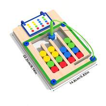 Children's Back To School Season Educational Wooden Magnetic 4-Color Shape & Color Sliding Chess Puzzle Desktop Toy, Focus & Spatial Logic Thinking Training Magnetic Sliding Toy, Holiday Gift - Multicolor - View 4