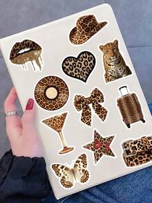 50Pcs Leopard Print Aesthetic Stickers, Retro Y2K Fashion Accessory Waterproof Decals For Scrapbook Laptop Water Cup Luggage Phone Case DIY Decor - 50pcs - View 2