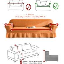 1 Buah Sarung Sofa Oranye, Kain Fleece, Anti Selip, Elastis, Dekoratif, Pola Ukiran Garis Lurus Jacquard, Cocok Untuk Sofa Lurus 2 Sandaran Tangan, Tersedia 4 Ukuran, Sepanjang Musim - oranye - View 12