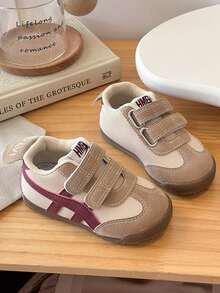 Double Hook & Loop Kids' Retro Striped Decor Soft Sole Non-Slip Casual Walking Shoes For Toddlers - Apricot - View 4