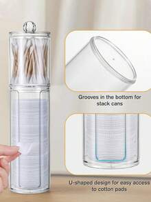 1/2/3 PiecesCotton Pad & Swab Storage Set | Bathroom Storage: Containers For Cotton Balls, Makeup Remover Pads, And Cotton Swabs - Multicolor - View 6