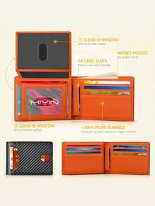 Men's RFID Blocking PU Leather Wallet ID Card Holder Billfold Pocket Wallet, Men's Wallet - Multicolor - View 7